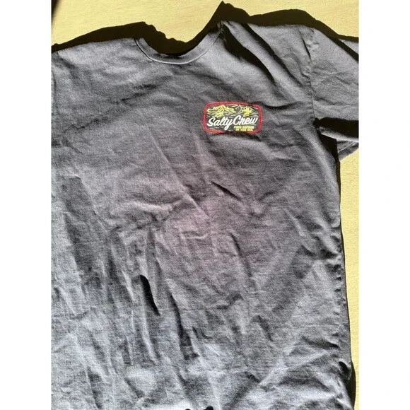 Salty Crew Men's Large T-Shirt Blue Find Refuge In The Sea Fishing 100% Cotton - Picture 2 of 5